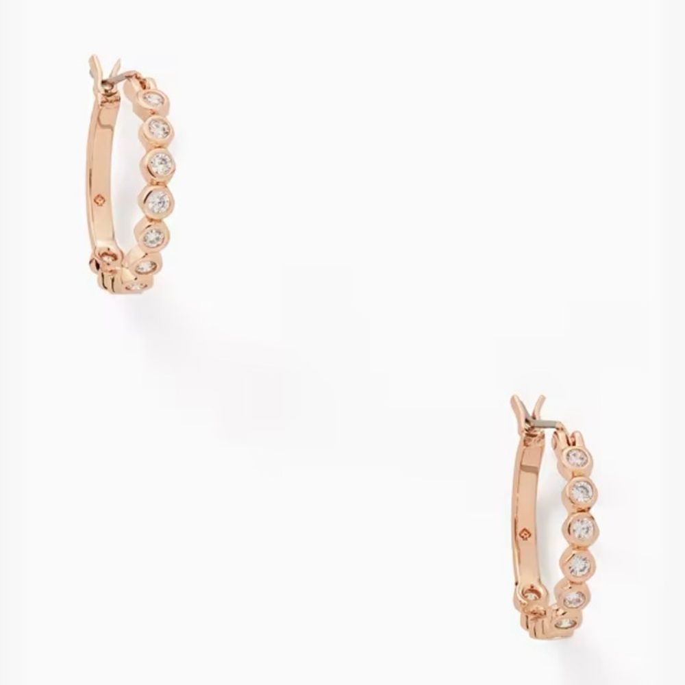 NWT Kate Spade Clear/Rose Gold Hoop Earrings